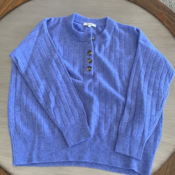 Madewell Blue Bowden Henley Sweater Soft Knit Size S - Picture 4 of 6